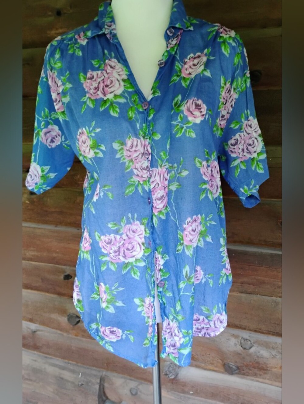 Women's Vintage Gitano Floral Button-Down Shirt Medium